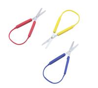 Forbici ad Anello,3 Pezzi Forbici Facile Grip Passanti Colorati Apertura Automatica Forbici per la Formazione Artistica,L'insegnamento del Cucito,Bambini,Scuole,Bisogni Speciali(Rosso,Blu,Giallo)