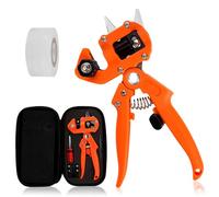 Forbici ad innesto, Kit di Attrezzi per Innesto, Per potare e innestare facilmente foglie, rami e piante da giardino Cesoie professionali con astuccio e Rotoli di Nastri per innesto(Arancione)