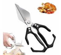 Forbici Cucina Multifunzionali Per Impieghi Gravosi,Trinciapollo Con Impugnatura Ergonomica,Forbici 2 In 1 Acciaio Inox Con Schiaccianoci,Per Tagliare Carne E Pesce(B)