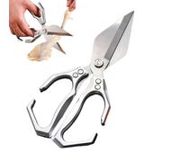 Forbici Da Cucina Multifunzionali for Impieghi Gravosi, In Acciaio Ad Alto Tenore Di Carbonio, 2 In 1, Con Schiaccianoci, for Tagliare Carne, Cibo(Silver)