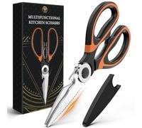 Forbici da Cucina Professionali, 5 In 1 Multifunzionale Forbice da Cucina Acciaio Inox, Affilate Multiuso Forbici con Coprilama e Apribottiglia per Pollo, Pesce, Carne, Verdure, Erbe Aromatiche, Noci