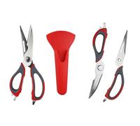 Forbici da cucina professionali in acciaio inox durevole multiuso con coperchio, forbici da cucina resistenti per verdure, carni, pesce, apribottiglie (rosso)
