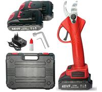 Forbici da Potatura Elettriche con 2 Batterie da 48V e Valigetta, Cesoie Portatili Professionali - Taglio Preciso e Assistenza Batteria Immediata (Rosso)
