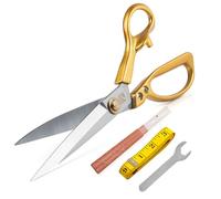 Forbici da sartoria affilate da 25,4 cm, per sartoria e cucito, per tessuti, vestiti, taglio della pelle, con tagliasuole (dorate)