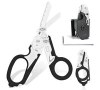 Forbici da Trauma, 6 In 1 Multi-Function Pieghevole Cesoie per Traumi, con Chiave Inclusa e Fodero, Forbici da Soccorso Per Sopravvivenza All'Aperto a Casa (Nero)