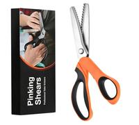 Forbici dentellate con giunto rivettato e, 8 orang black | Denti da taglio triangolari seghettati, due manici, taglio a zigzag per progetti tessuti seta e