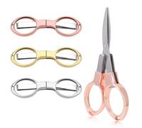 Forbici di sicurezza portatili, forbici mini, forbici pieghevoli in acciaio inox pezzo, forbici di sicurezza pieghevole, contiene argento, oro e oro rosa, per la casa, ufficio, scuola (set di 3)