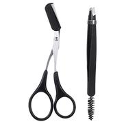Forbici e kit di pennelli per sopracciglia con pettine di precisione, forbici per sopracciglia e sopracciglia, forbici per toelettatura dei capelli, con manico a forbice e borsa per il trucco da donn