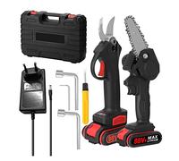 Forbici elettriche da potatura, 21V 30mm Cordless Brushless 88VF Potatura elettrica Cesoia Spazzola da 4 pollici Sega elettrica Set di seghe a catena Strumento for la lavorazione del legno for attrezz
