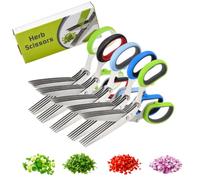 Forbici for erbe a 5 strati Cesoie da cucina multilama in acciaio | Lame affilate e ispessite con pettine for la pulizia, impugnatura sfalsata for tritare l'erba cipollina(5pcs)
