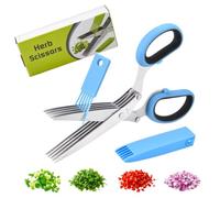 Forbici for erbe a 5 strati Cesoie da cucina multilama in acciaio | Lame affilate e ispessite con pettine for la pulizia, impugnatura sfalsata for tritare l'erba cipollina(E-1pc)
