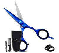 Forbici giapponesi Ontaki per barba e capelli - Lame convesse di precisione Taglio capelli - Manopola di regolazione della tensione Forbici da barbiere (Blu notte)