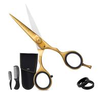 Forbici giapponesi Ontaki per barba e capelli - Lame convesse di precisione Taglio capelli - Manopola di regolazione della tensione Forbici da barbiere (Ottone dorato)