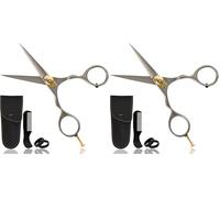 Forbici giapponesi Ontaki per barba e capelli - Lame convesse di precisione Taglio capelli - Manopola di regolazione della tensione Forbici da barbiere (Argento) (Confezione da 2)