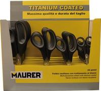 Maurer Forbice gommata Lame al titanio Espositore 24 pz (6 pz per misura)