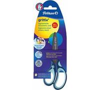 Pelikan Griffix Forbici 14 cm Blu, per Bambini, Impugnatura Ergonomica, per Mancini, Lame Nitruro di Titanio con Punte Arrotondate, Lista Scuola, 803519