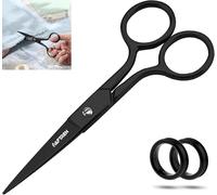 Forbici per applique a becco d'anatra Manico doppio pieghevole Ricamo in acciaio inossidabile Forbici per rasoio Filo affilato per maglieria Arti e mestieri di cucito (Nero, 7 pollici)