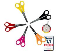 Forbici per bambini, 5 pezzi, forbici con righello integrato da 5 cm, forbici da 11 cm, ideali per le mani dei bambini, sicurezza grazie alla punta arrotondata, forbici per la scuola di 1a classe