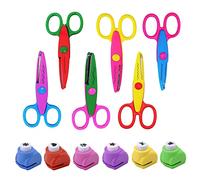 Forbici per Bambini, 6Pcs Forbici Zigzag Bambini, Forbici Seghettate per Bambini e 6Pcs Punzoni per Carta, Maniglia Comfort per la Scuola Materna(Multicolore)