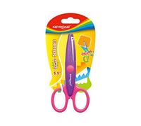 Forbici per bambini in plastica - Dimensioni 14 cm - Colore Verde e Arancione - Forbici per bambini con punta rotonda e lama a zigzag - Materiale scolastico ideale per artigianato - Keyroad