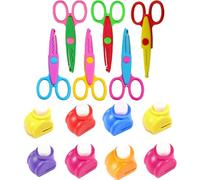 Forbici per Bambini, Set di 14 Forbici Seghettate, Una Varietà di Modelli di Divertimento, Comprende 6 Forbici Zigzag Bambini, e 8 Punzoni di Carta