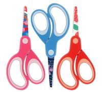 Forbici per bambini sinistri, forbice di sicurezza, artigianali smussate con motivo, ideali per casa e scuola, colori assortiti, 13,5 cm, 3 pezzi