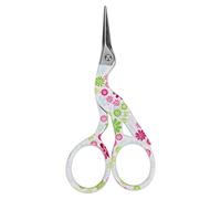 Forbici per cicogna, mini cesoie da cucito Forbici da ricamo per gru per uccelli Mini acciaio al carbonio colorato per artigianato, lavori con ago (Bianco con fiore rosa)