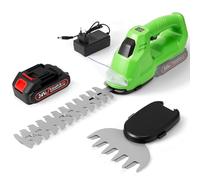 Forbici per erba e arbusti a batteria, 2 in 1, 21 V, con tagliaerba da 19 cm, lama da 10 cm, 25000 giri/min, 2 batterie da 1,5 Ah, caricabatterie, durata circa 60 minuti, per giardino e prato
