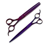 Forbici per la cura del cane,7,5 pollici dritto e 7 pollici Chunker Professional Pet Cutting Forbici,Acciaio inossidabile VG10 tagliente,con vite CNC