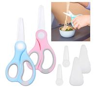 Forbici per Pappe in Ceramica - Blue - Con Coperchio Antipolvere e Custodia - Taglia Facilmente gli Alimenti per Bambini - Ideale per Spaghetti, Carne, Pollo, Verdure e Frutta (2 pcs - Blu, Rosa)