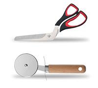 Forbici per Pizza Professionali, Rotella Taglia Pizza Spatola Pizza 2 Pezzi Acciaio Inox Pizza Cutter Taglia Pizza di Alta Qualità Antiscivolo di Legno Il Manico