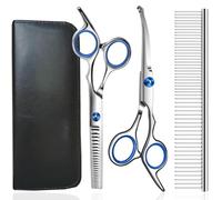 Forbici per Toelettatura Cani, Kit per Toelettatura Cani Jiasoval con Punta Rotonda di Sicurezza, Forbici per Toelettatura Professionali Set Forbici per Taglio Capelli per Cani Gatti Animali Domestici