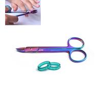 Forbici per unghie Lame curve Unghie dure e spesse J2 Acciaio inossidabile Forbici per pedicure Forbici per unghie spesse Forbici per cuticole Forbici per unghie dei piedi (Arcobaleno, 4,5 pollici)