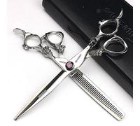 Forbici personalizzate SHARONDS da 6/7/7,5/8/9 pollici, in acciaio inossidabile, colore: nero, per parrucchiere e barbiere, strumenti professionali per lo styling dei capelli (7 pollici, 2 pezzi-A)