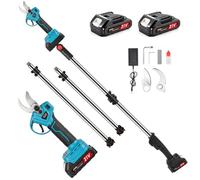 Forbici Potatura a Batteria con Asta Telescopica 2,6 m Testa 180° | Taglio da 35 mm, display e 2 batterie 2.0Ah, perfetta per alberi, giardino e rami alti