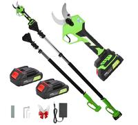 Forbici Potatura a Batteria con Asta Telescopica 2m, 30/40mm Regolabile, Testa 180°, Display Batteria, 2×2.0Ah Batterie, Cesoie Elettriche per Alberi da Frutto, Ulivi, Viti, Giardino