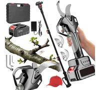 Forbici Potatura Elettriche 2 In 1 Con Polo Di Estensione 6,5piedi, 980w Tree Senza Filo Di Taglio A Max Diametro 3 Pollici (78mm)/Display Digitale/21v 2*2ah Batteria/Funzionamento 8-10h,Grey