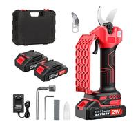 Forbici Potatura Elettriche,Cesoie elettriche 21V, forbici professionali da giardino MAX 25 mm di diametro di taglio, forbici tagliarami senza fili con interruttore di sicurezza (rosso)