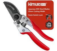 Forbici professionali da giardino Kimura 8", lama in acciaio giapponese SK5 affilata come un rasoio, manici rivestiti in PVC antiscivolo, forma leggera ed ergonomica, forbici da potatura bypass