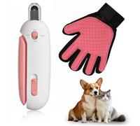 Forbici professionali per cani e gatti con apertura regolabile da 1 a 3,5 mm, Splash Guard, levigatrice a artigli nascosta + guanto antigraffio per cani di piccola taglia, gatti, conigli e porcellini