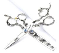 Forbici professionali per capelli AXEMOORE da 15 cm per parrucchiere, forbici da studio professionale per modellazione, forbici da taglio + forbici per diradare a forma di ossa di pesce (15 cm, 2