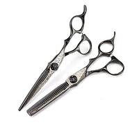 Forbici Professionali per Tagliare i Capelli, Forbici Professionali da 6 Pollici in Acciaio Damasco Nero, con Vite a Fiore, per sfoltire i Capelli, Forbici da Barbiere, Forbici da Parrucchiere, da t