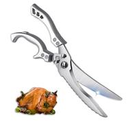 ForbicidaCucina,ForbicidaCarne,ForbicidaPollame,ForbicidaPollo Trinciapollo,PerCarne,Osso di Pollo, Verdura，Chiusura Sicurezza e Meccanismo Molla，Affilate Acciaio inox Forbici Trinciapollo (Argento)