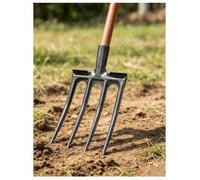 Forca da giardino forgiata, 4/5/6 denti, acciaio al manganese, poggiapiede | Testa forgiata in un pezzo con denti affusolati e poggiapiede per scavare e rivoltare il terreno(4 Tine+1.2m Handle)