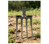Forca da giardino forgiata, 4/5/6 denti, acciaio al manganese, poggiapiede | Testa forgiata in un pezzo con denti affusolati e poggiapiede per scavare e rivoltare il terreno(4 Tine+Head Only)