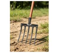 Forca da giardino forgiata, 4/5/6 denti, acciaio al manganese, poggiapiede | Testa forgiata in un pezzo con denti affusolati e poggiapiede per scavare e rivoltare il terreno(5 Tine+1.2m Handle)