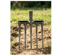 Forca da giardino forgiata, 4/5/6 denti, acciaio al manganese, poggiapiede | Testa forgiata in un pezzo con denti affusolati e poggiapiede per scavare e rivoltare il terreno(5 Tine+Head Only)