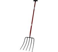 Forca - Strumento da giardino con manico in metallo e 5 denti, ideale per lavori di ghiaia e suoli. Resistente e durevole. *