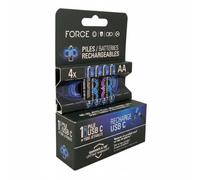 Force Power, Set 4 Pile Ricaricabili USB-C Tipo LR6 / AA con Cavo di Ricarica