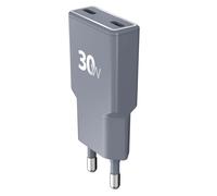 Force Power, Caricatore 2x USB-C 30W Power Delivery Ultra GaN Veloce, Grigio